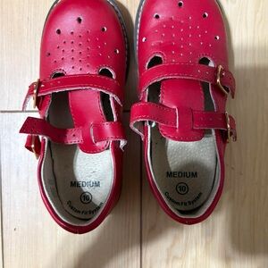 Bright Red Dress Shoes with Closed Toe and Perforated Design
